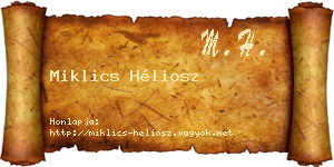 Miklics Héliosz névjegykártya